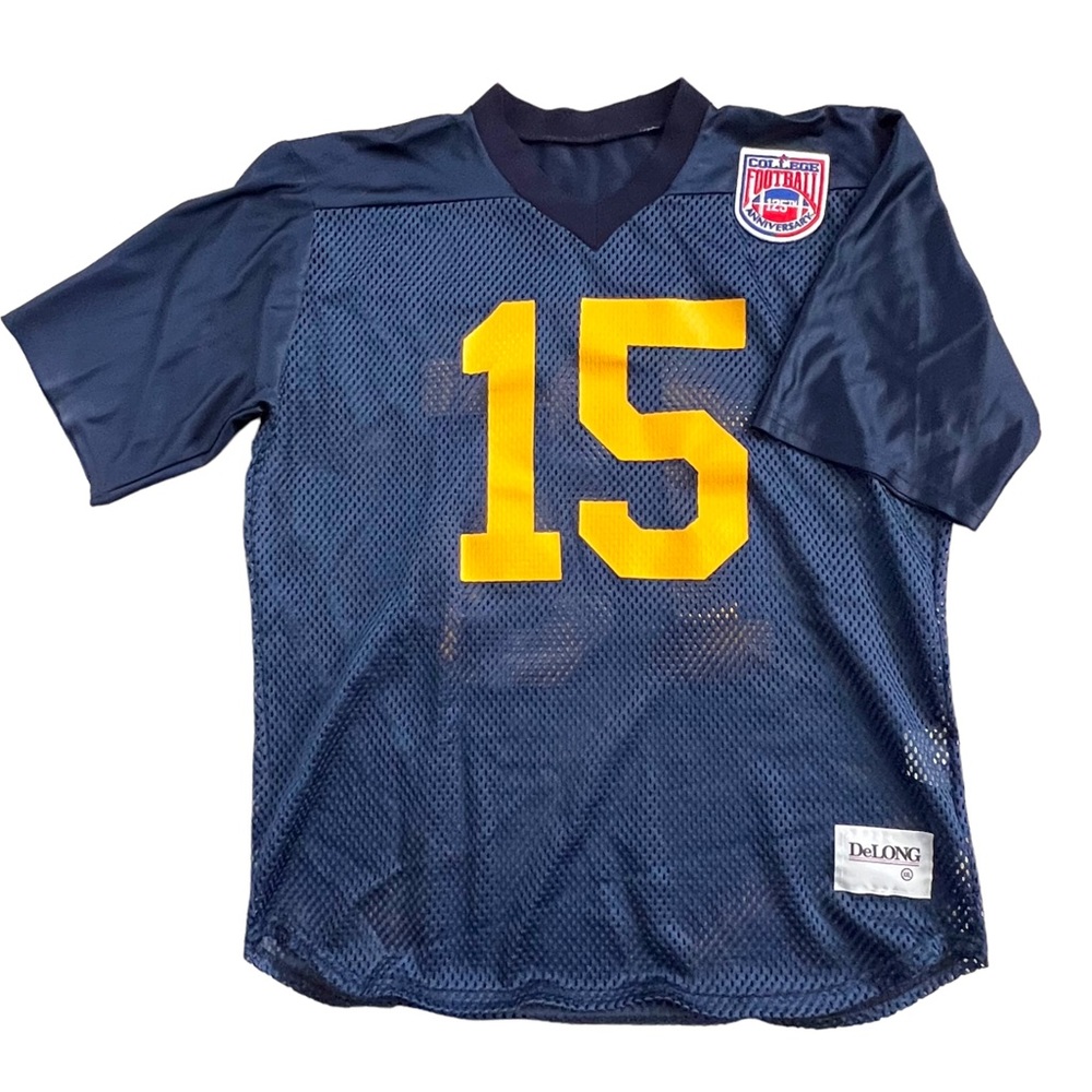 Vintage 1994 U of Michigan 125th Anniversary NCAA Patch Navy Blue DeLong Jersey